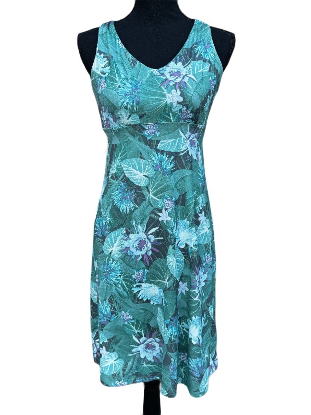 Patagonia Magnolia Spring Dress XS Tropical Print Yosemite Natives Beryl Green